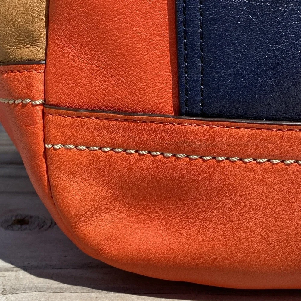 Coach Park Quilted Colorblock Carrie F24065 Vermillion Multi Leather Tote Bag